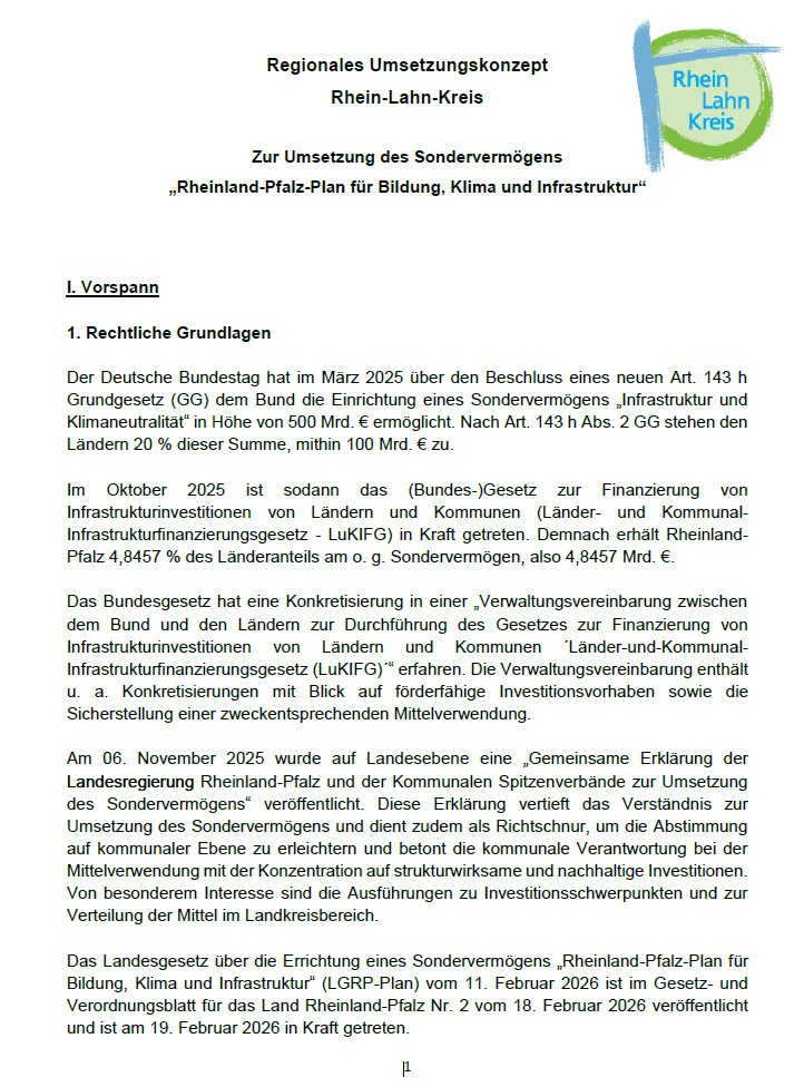 Regionales Umsetzungskonzept Rhein-Lahn-Kreis