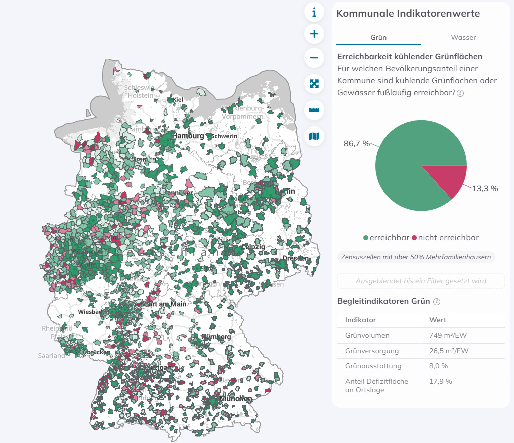 Screenshot Stadtklimadashboard